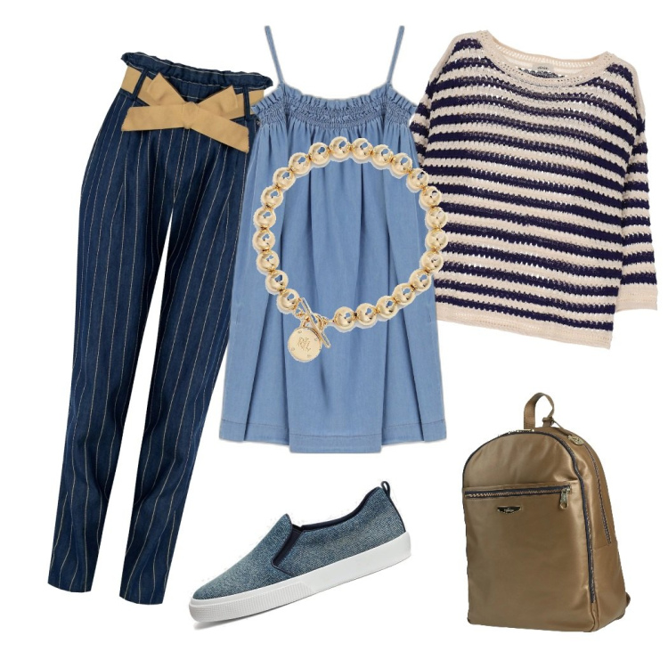 Outfit donna - Total look #1654247. Abbinamento con zaini, pantaloni, maglieria, vestiti corti, sneakers, braccialetti.