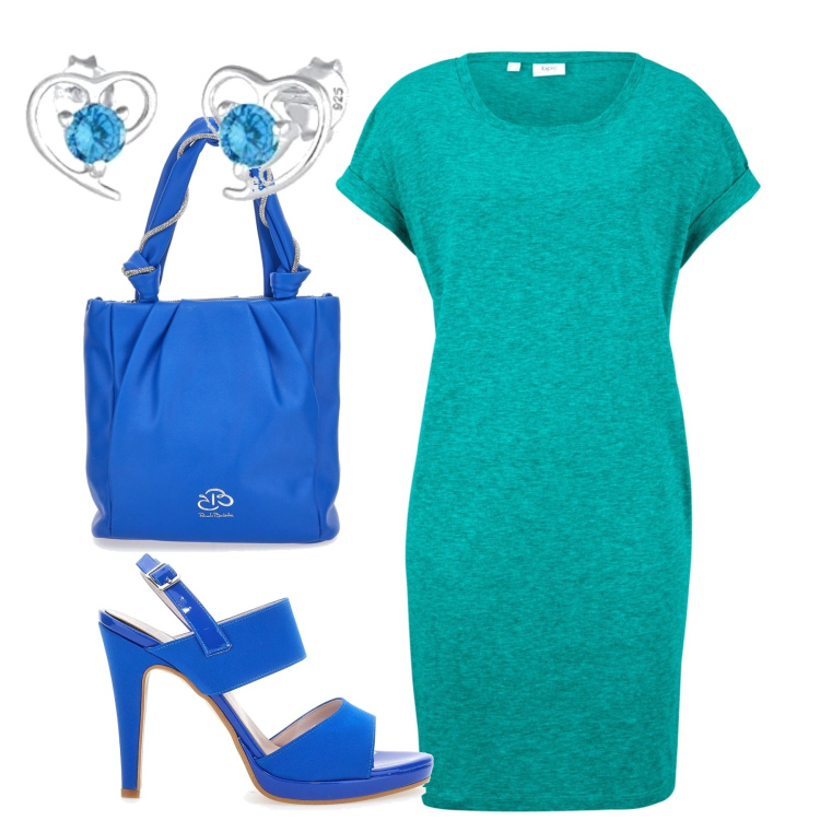 Outfit donna - Sempre curata. Stile Minimal per Tutti i giorni. Abbinamento con vestiti, orecchini, sandali col tacco, borse a spalla.