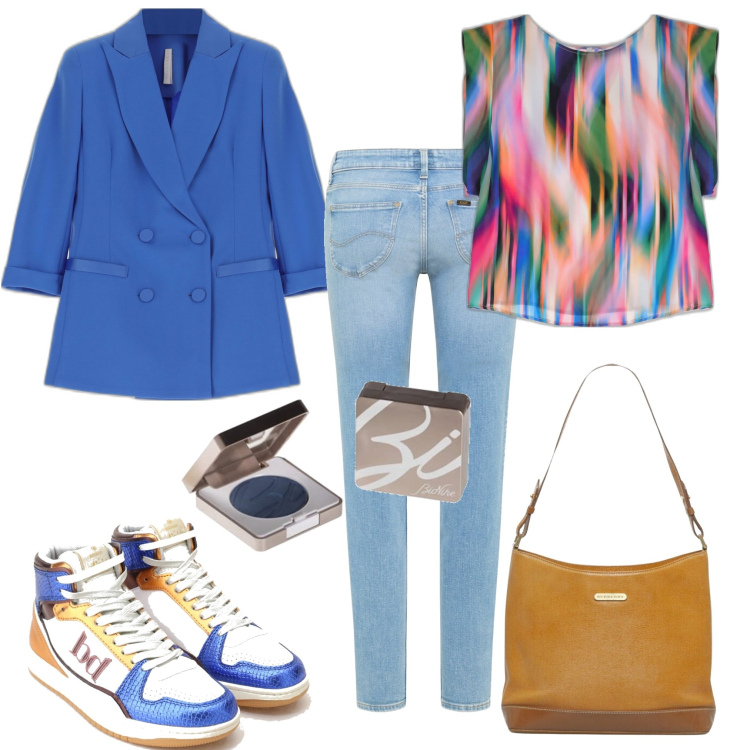 Outfit donna - I\'m trendy. Stile Trendy per Tutti i giorni. Abbinamento con borse a spalla, giacche, canottiere, sneakers alte, jeans skinny, ombretti.