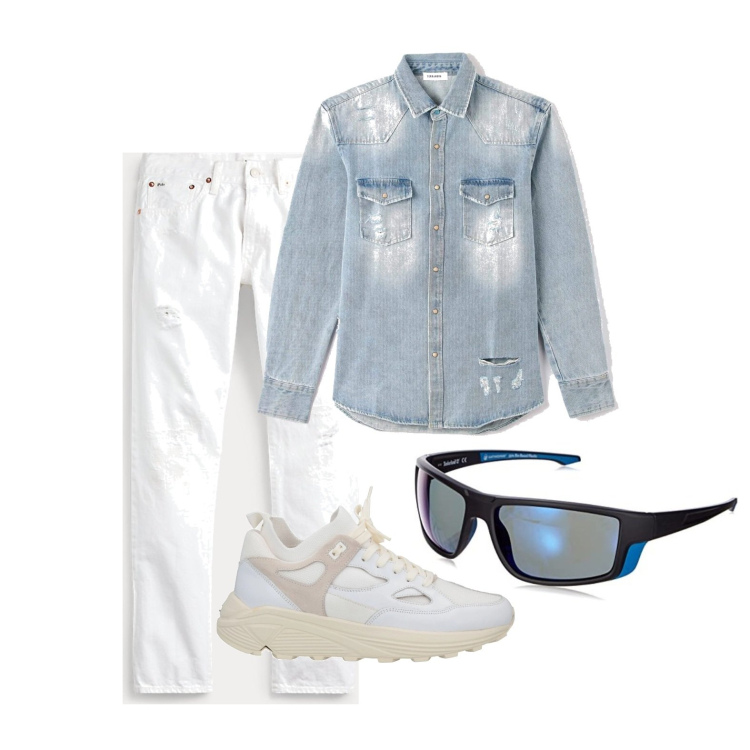 Outfit uomo - Ghost outfitter - giugno. Stile Casual per Tutti i giorni. Abbinamento con sneakers, camicie, jeans, occhiali da sole.