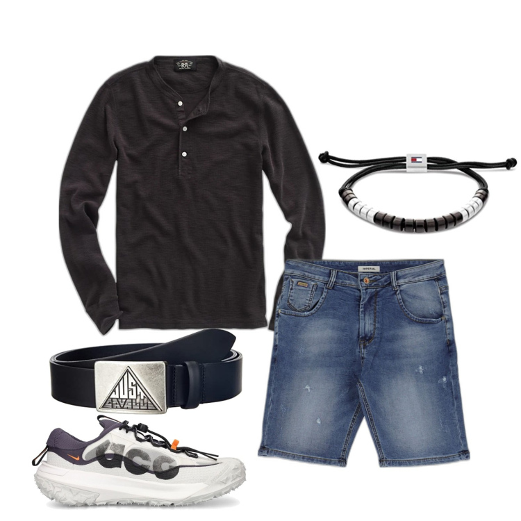 Outfit uomo - Ghost outfitter - giugno. Stile Casual per Serata speciale. Abbinamento con bermuda, t-shirt, sneakers, braccialetti, cinture.