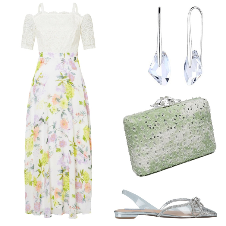 Outfit femme - A l\'opéra. Style Romantique pour Soirée dehors. Assortir avec robes, boucles d'oreilles, ballerines, sacs à main.