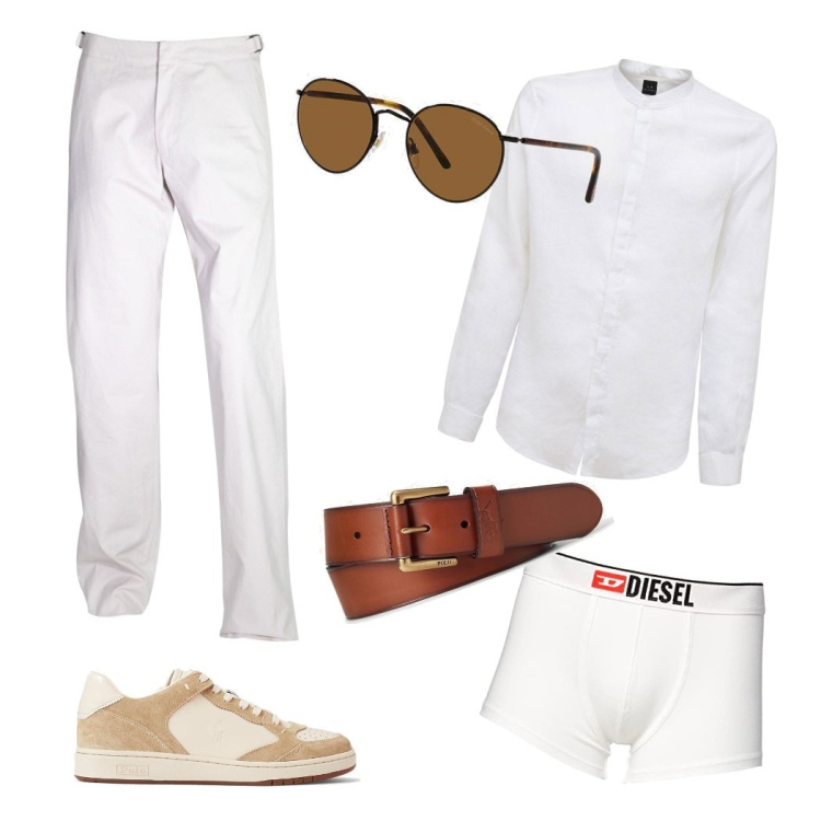 Outfit uomo - Total look #1656062. Stile Trendy per Serata speciale. Abbinamento con pantaloni, cinture, sneakers alte, occhiali da sole, camicie, boxer.