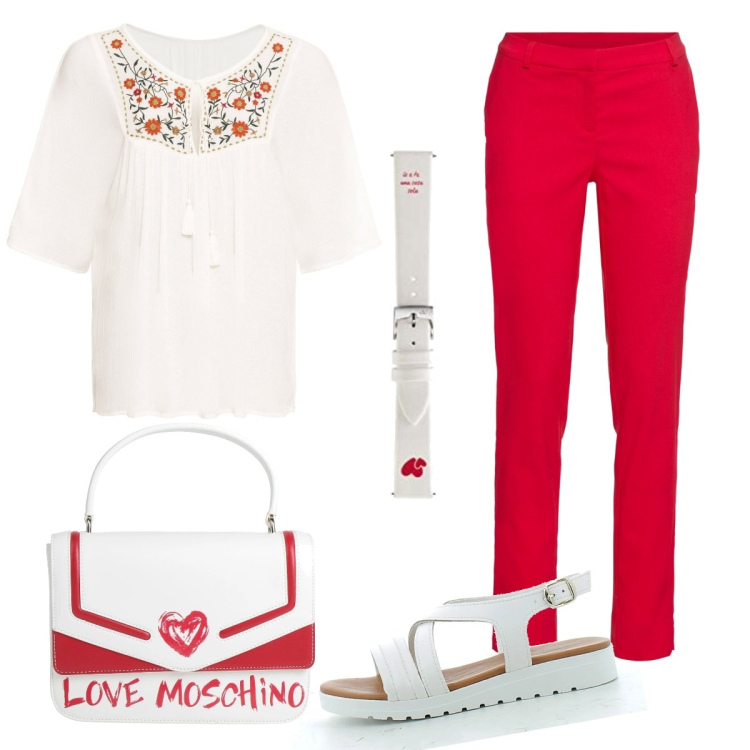 Outfit donna - Total look #1656477. Stile Basic per Tutti i giorni. Abbinamento con tuniche, pantaloni, borse a mano, sandali in pelle, orologi.