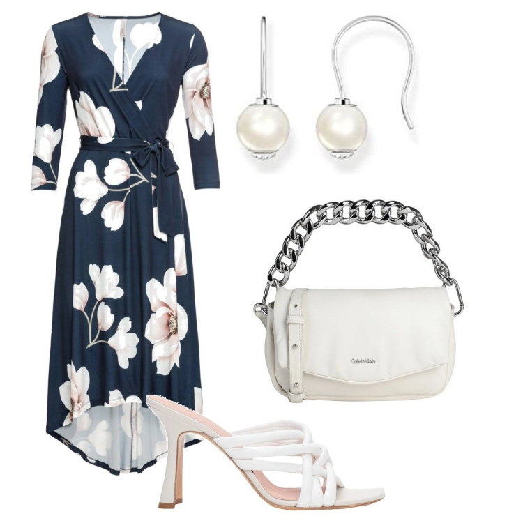Outfit donna - Total look #1656621. Stile Casual per Serata fuori. Abbinamento con vestiti lunghi, sandali col tacco, borse a mano, orecchini.