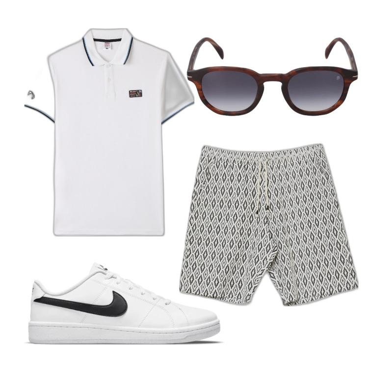 Outfit uomo - Total look #1657689. Stile Trendy per Tutti i giorni. Abbinamento con polo, bermuda, sneakers, occhiali da sole.