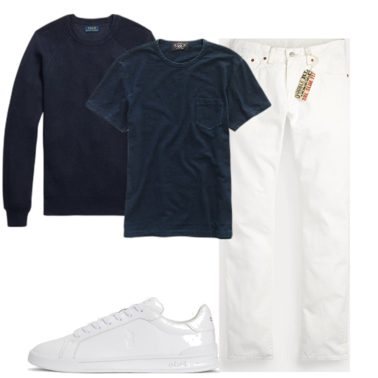 Outfit uomo - Da mattina a sera. Stile Casual per Tutti i giorni. Abbinamento con t-shirt, maglieria, sneakers, jeans slim fit.