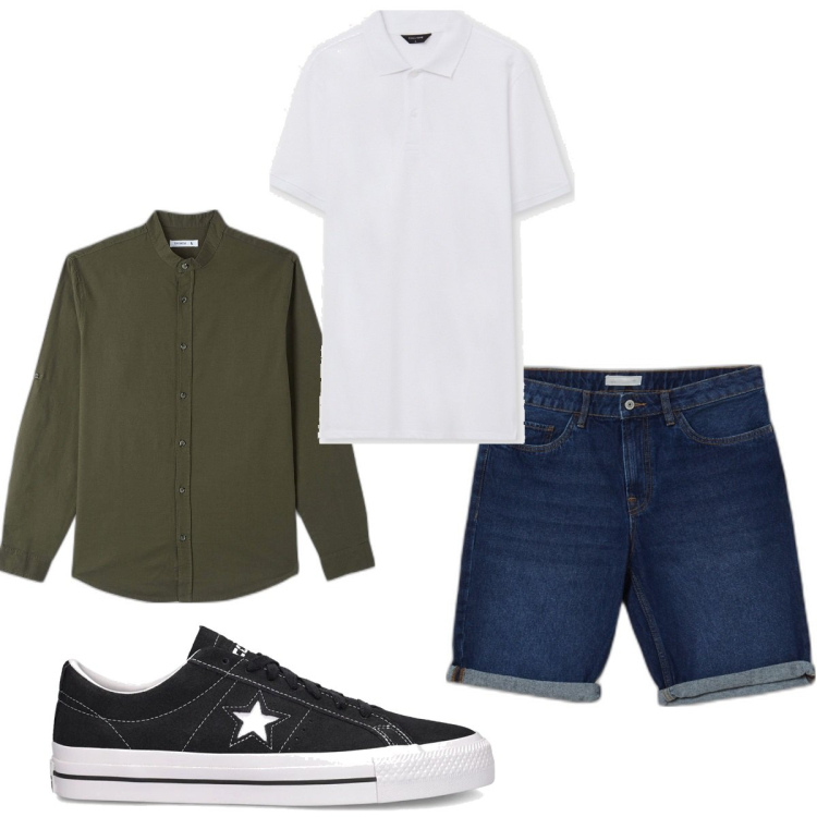 Outfit uomo - Total look #1658588. Stile Trendy per Tutti i giorni. Abbinamento con camicie, polo, bermuda, sneakers.