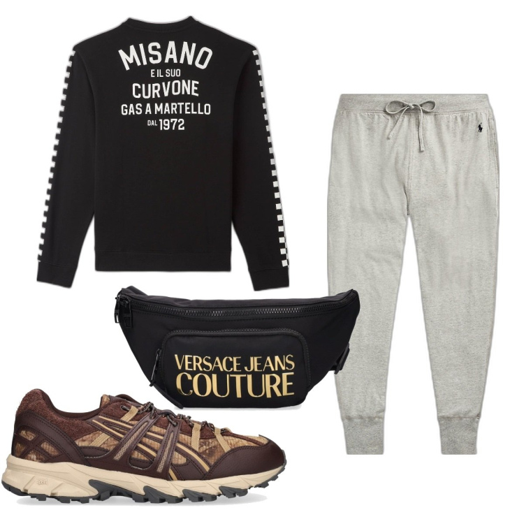 Outfit uomo - Total look #1658593. Stile Trendy per Sport. Abbinamento con felpe, pantaloni, borse sportive, sneakers.