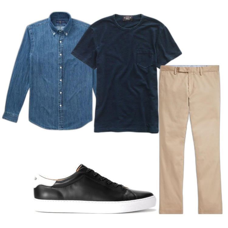 Outfit uomo - Total look #1658637. Stile Casual per Tutti i giorni. Abbinamento con camicie, t-shirt, pantaloni chino, sneakers.