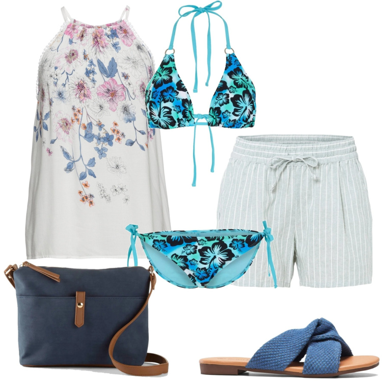 Outfit donna - Bonprix sales. Stile Trendy per Tutti i giorni. Abbinamento con top, bikini, shorts, borse a tracolla, ciabatte.