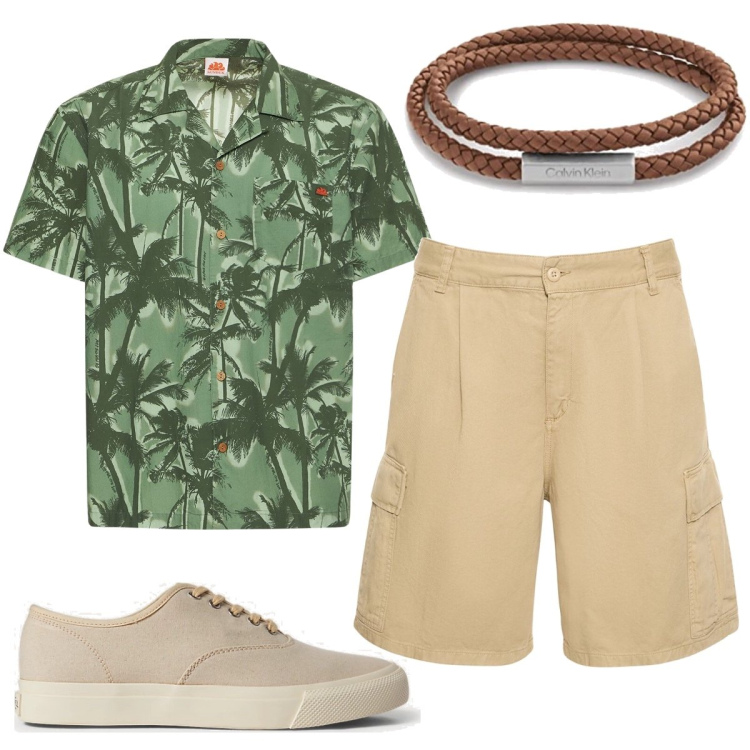 Outfit uomo - Un pantaloncino per la sera. Stile Urban per Tutti i giorni. Abbinamento con sneakers, shorts, braccialetti, camicie.