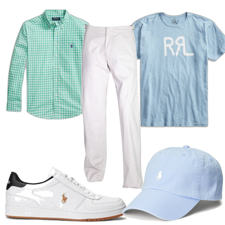 Outfit uomo - Total look #1659909. Stile Trendy per Tutti i giorni. Abbinamento con pantaloni, cappelli, t-shirt, sneakers alte, camicie.