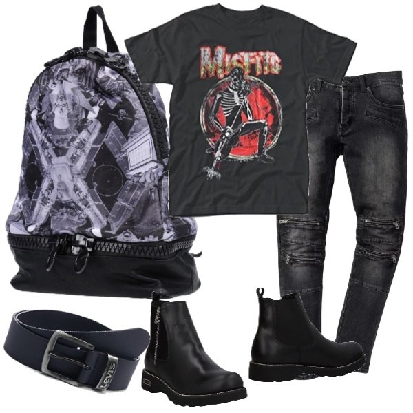Outfit uomo - Rock is mi life!!. Stile Biker Rock per Serata speciale.