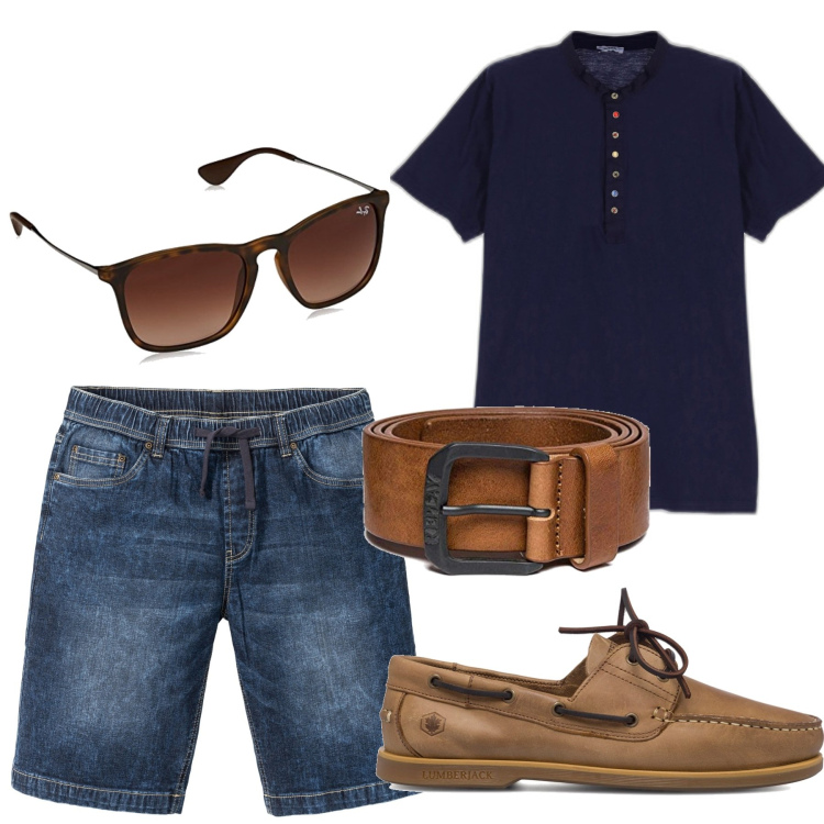 Outfit uomo - Mocassini must have. Stile Casual per Tutti i giorni. Abbinamento con bermuda, t-shirt, scarpe stringate, occhiali da sole, cinture.
