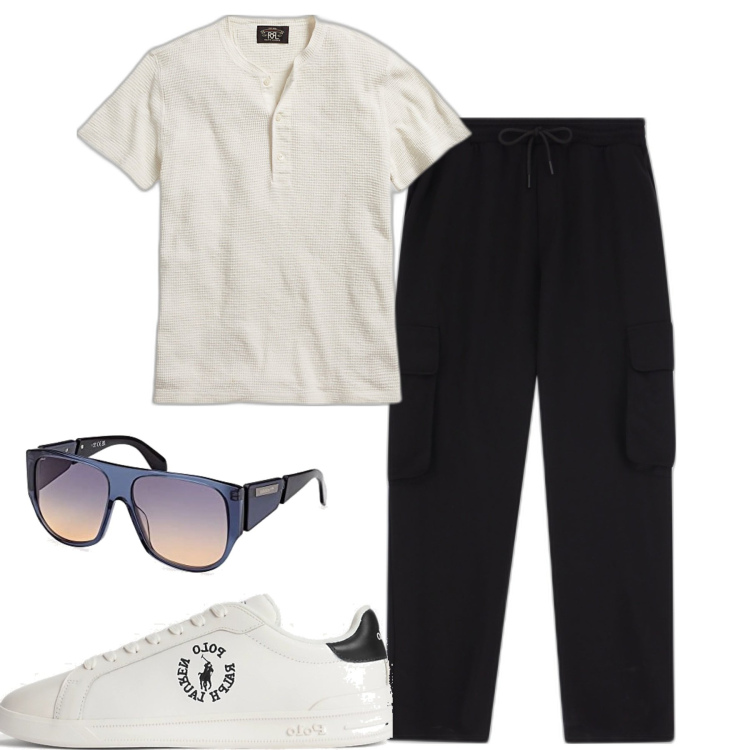 Outfit uomo - Total look #1661621. Stile Casual per Tutti i giorni. Abbinamento con pantaloni, t-shirt, sneakers, occhiali da sole.