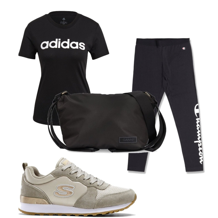 Outfit donna - Total look #1661655. Stile Basic per Mare. Abbinamento con sneakers, leggings, t-shirt, borse a spalla.