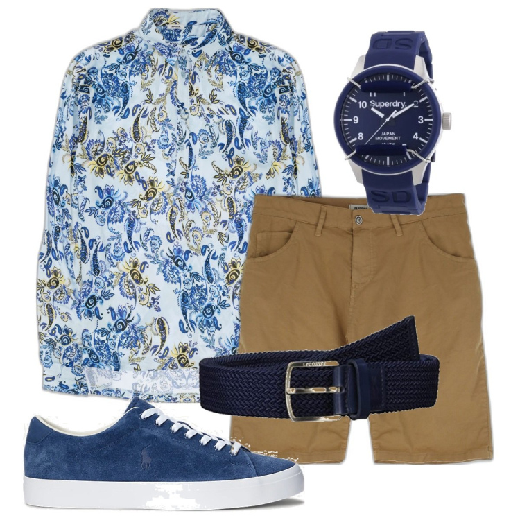 Outfit uomo - Total look #1662288. Stile Trendy per Tutti i giorni. Abbinamento con bermuda, camicie, sneakers, orologi, cinture.