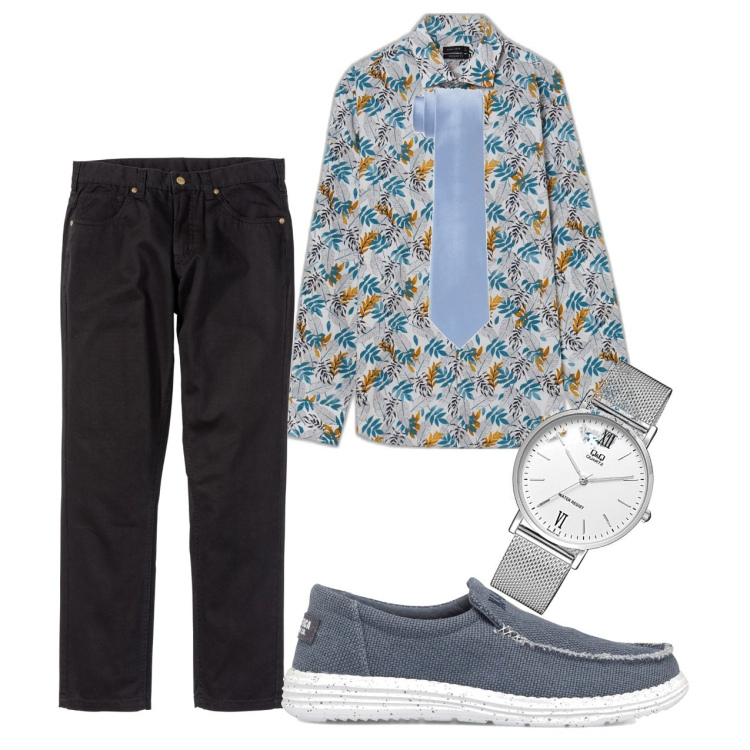 Outfit uomo - Qualcosa di elegante. Stile Trendy per Tutti i giorni. Abbinamento con pantaloni, camicie, scarpe stringate, cravatte, orologi analogici.