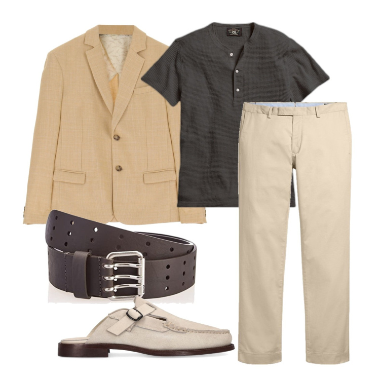 Outfit uomo - Ghost outfitter - luglio. Stile Casual per Tutti i giorni. Abbinamento con giacche, t-shirt, pantaloni chino, cinture, scarpe stringate.