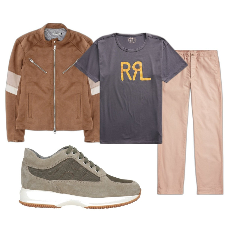 Outfit uomo - Total look #1665282. Stile Casual per Tutti i giorni. Abbinamento con sneakers, giacche, t-shirt, pantaloni chino.