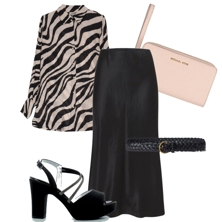 Outfit donna - Plateau scamosciato. Stile Chic per Serata fuori. Abbinamento con portafogli, camicie, sandali col tacco, cinture, gonne longuette.