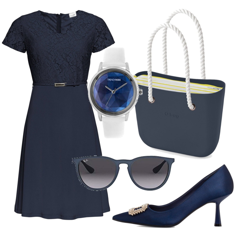 Outfit donna - Total look #1669171. Stile Chic per Ufficio. Abbinamento con vestiti corti, décolleté, occhiali da sole, borse a spalla, orologi.