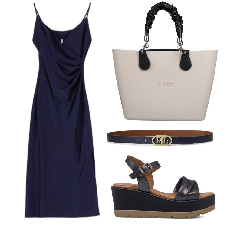 Outfit donna - Total look #1669494. Stile Bon Ton per Serata fuori. Abbinamento con borse a mano, vestiti midi/longuette, cinture, sandali in pelle.