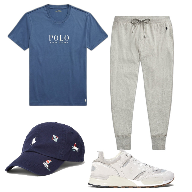 Outfit uomo - Tutto Polo. Stile Casual per Sport. Abbinamento con pantaloni, t-shirt, sneakers, cappelli con visiera.