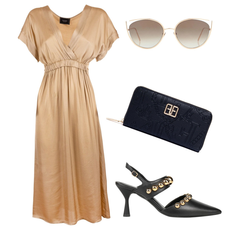 Outfit donna - Total look #1671230. Stile Chic per Serata fuori. Abbinamento con décolleté, occhiali da sole, vestiti midi/longuette, portafogli.