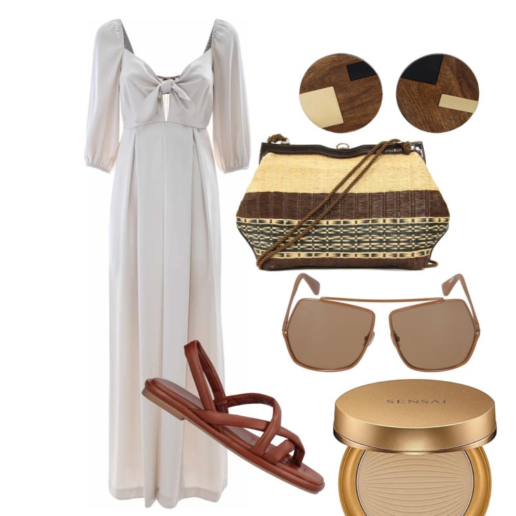 Outfit donna - Ghost outfitter - luglio. Stile Trendy per Tutti i giorni. Abbinamento con ciabatte, borse a spalla, tute, fondotinta, orecchini, occhiali da sole.