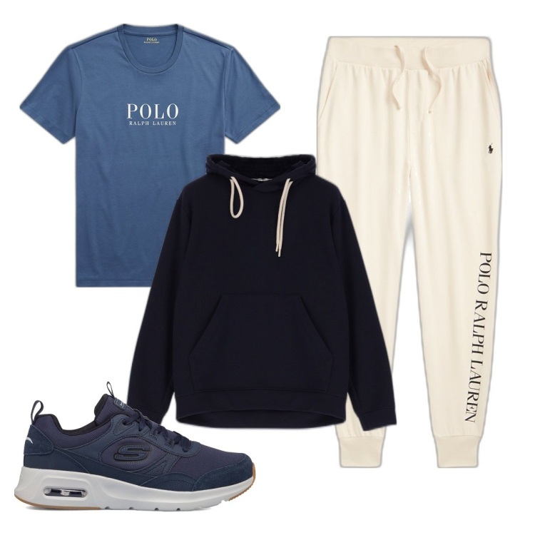 Outfit uomo - Tutto ok. Stile Urban per Tutti i giorni. Abbinamento con felpe con cappuccio, t-shirt, pantaloni, sneakers.