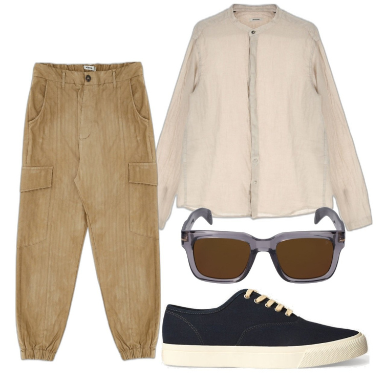 Outfit uomo - Favolosi cargo. Stile Trendy per Tutti i giorni. Abbinamento con pantaloni, camicie, sneakers, occhiali da sole.