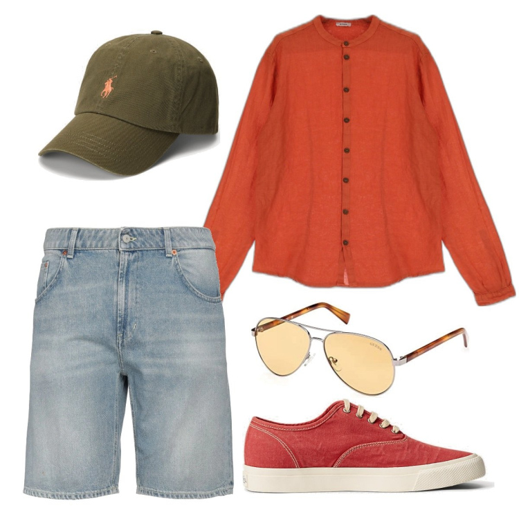 Outfit uomo - Basta poco. Stile Urban per Tutti i giorni. Abbinamento con shorts, camicie, sneakers, cappelli, occhiali da sole.