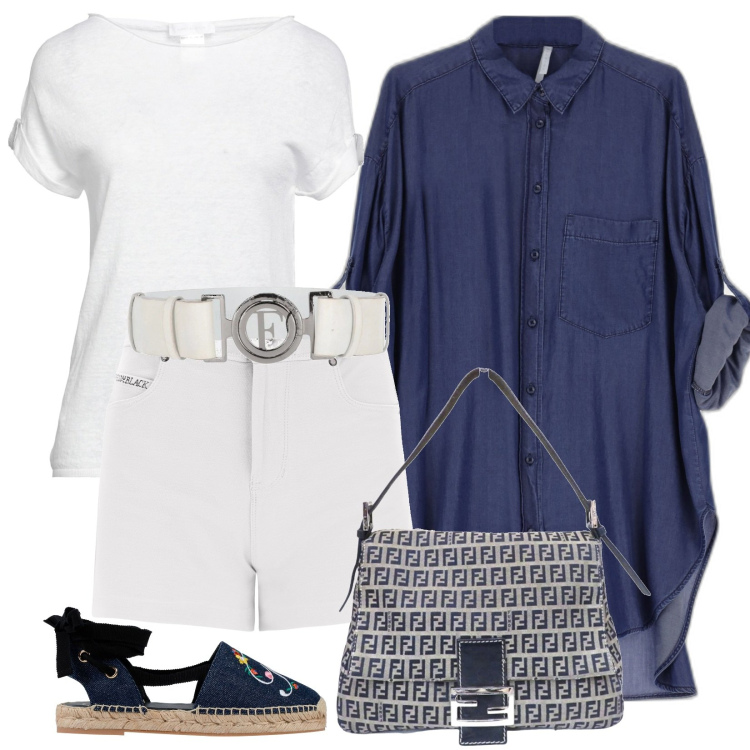 Outfit donna - Casual-Chic, tutti i giorni. Stile Casual chic per Tutti i giorni. Abbinamento con shorts, camicie, espadrillas, borse a spalla, t-shirt, cinture.