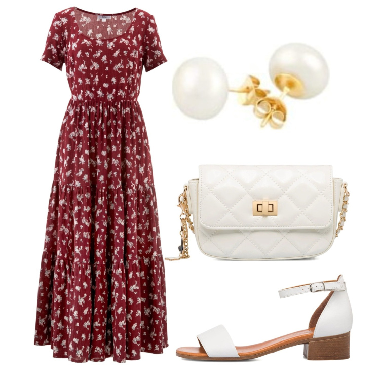 Outfit donna - Festeggia la tua migliore amica! - Focus. Stile Casual per Tutti i giorni. Abbinamento con vestiti lunghi, sandali in pelle, borse a tracolla, orecchini.