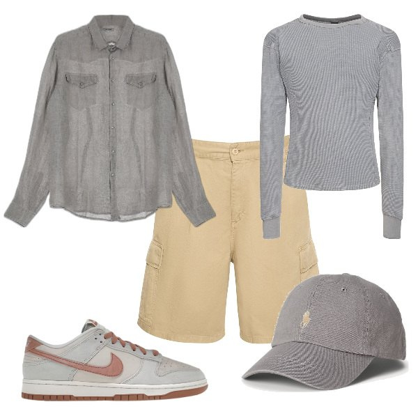 Outfit uomo - Total look #1672609. Stile Casual per Tutti i giorni. Abbinamento con sneakers alte, camicie, cappelli, shorts, t-shirt.