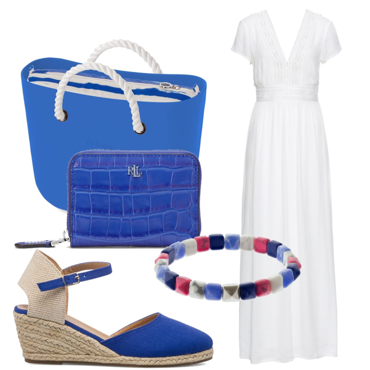 Outfit donna - La mia amica Mary. Stile Basic per Tutti i giorni. Abbinamento con vestiti lunghi, portafogli, espadrillas, borse a spalla, braccialetti.