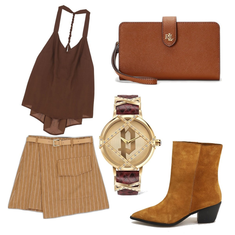Outfit donna - Texano. Stile Trendy per Tutti i giorni. look ideale per Tall. Abbinamento con minigonne, stivali, canottiere, pochette, orologi.
