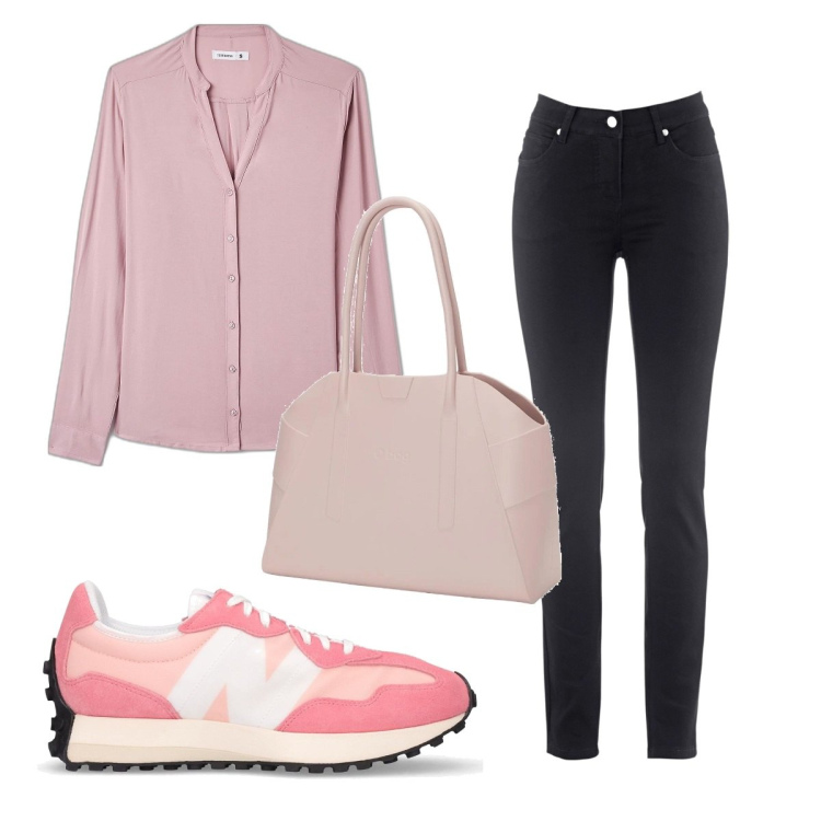 Outfit donna - Total look #1673337. Stile Basic per Tutti i giorni. Abbinamento con jeans dritti, camicie, sneakers, borse a spalla.