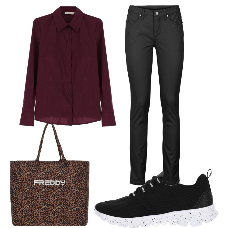Outfit donna - Total look #1673344. Stile Basic per Tutti i giorni. Abbinamento con jeans skinny, camicie, sneakers, borse tote.