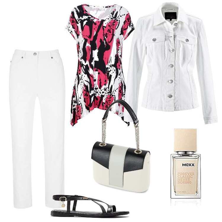 Outfit donna - Come una sola anima. Stile Boho per Tutti i giorni. Abbinamento con pantaloni, maglieria, blazer, sandali in pelle, borse a spalla, profumi.