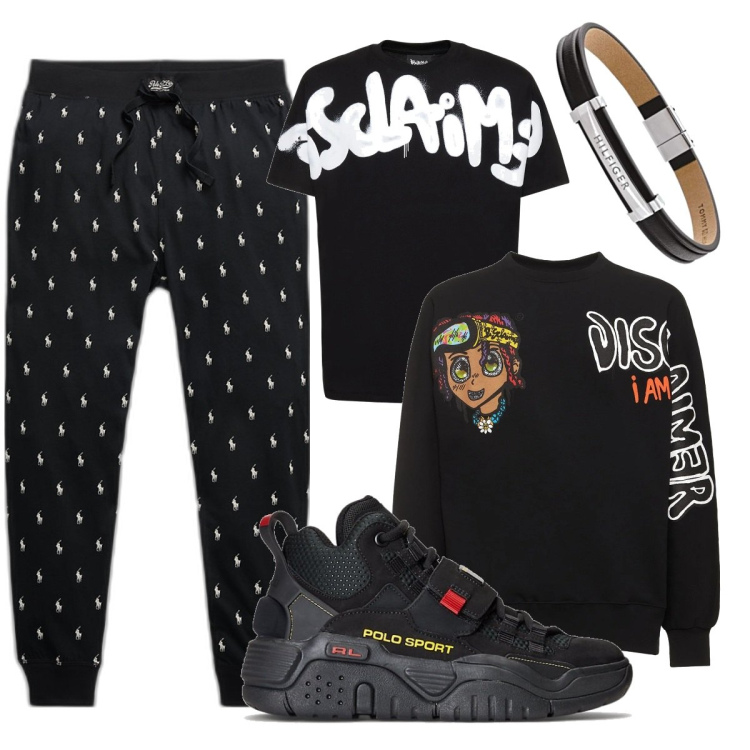 Outfit uomo - I am a black man. Stile Urban per Tutti i giorni. Abbinamento con pantaloni, sneakers alte, braccialetti, felpe, t-shirt.