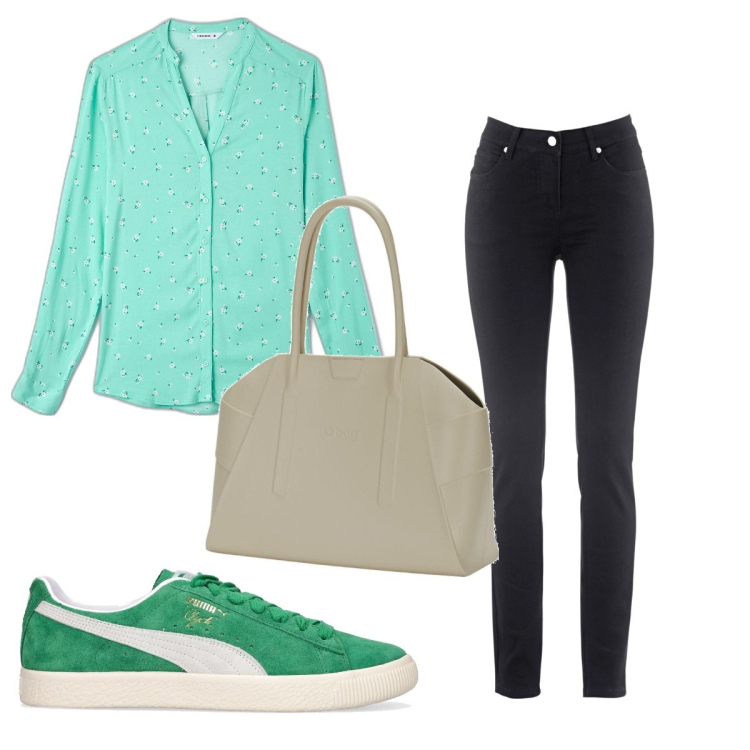 Outfit donna - Total look #1673794. Stile Basic per Tutti i giorni. Abbinamento con jeans slim fit, camicie, sneakers, borse a spalla.