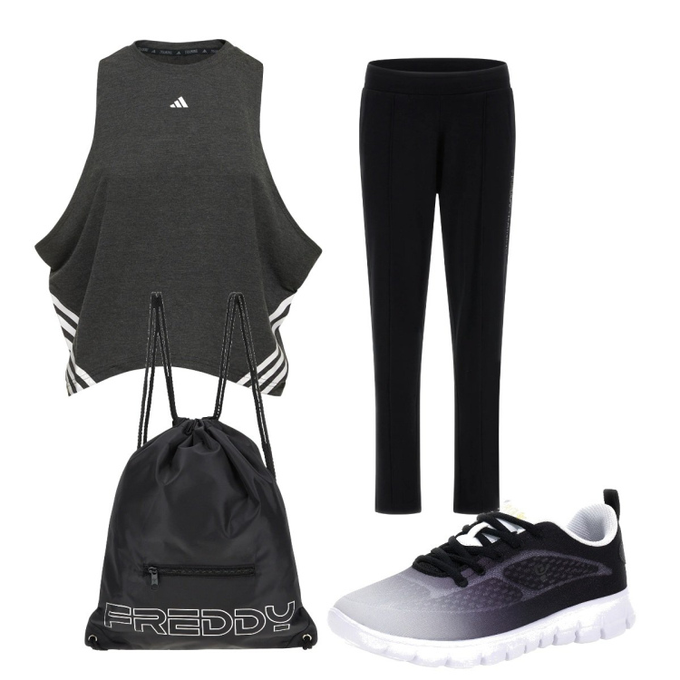 Outfit donna - Total look #1673808. Stile Basic per Sport. Abbinamento con zaini, sneakers alte, pantaloni, canottiere.