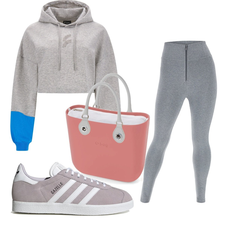 Outfit donna - Total look #1673836. Stile Basic per Sport. Abbinamento con pantaloni skinny, felpe con cappuccio, sneakers, borse a spalla.
