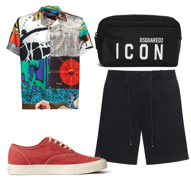 Outfit uomo - Total look #1673950. Stile Trendy per Tutti i giorni. Abbinamento con sneakers, shorts, borse sportive, camicie.