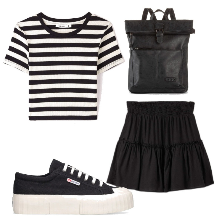 Outfit donna - Total look #1674660. Stile Basic per Tutti i giorni. Abbinamento con zaini, gonne, t-shirt, sneakers.