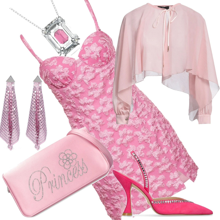 Outfit donna - Barbie. Stile Chic per Serata fuori. Abbinamento con camicie, orecchini, vestiti, orecchini, borse a spalla, décolleté.