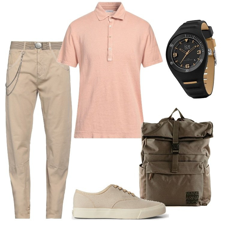 Outfit uomo - Total look #1675869. Stile Trendy per Tutti i giorni. Abbinamento con polo, pantaloni, sneakers, orologi, borse sportive.